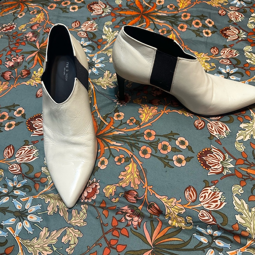 rag & bone Cream Leather Ankle Boots